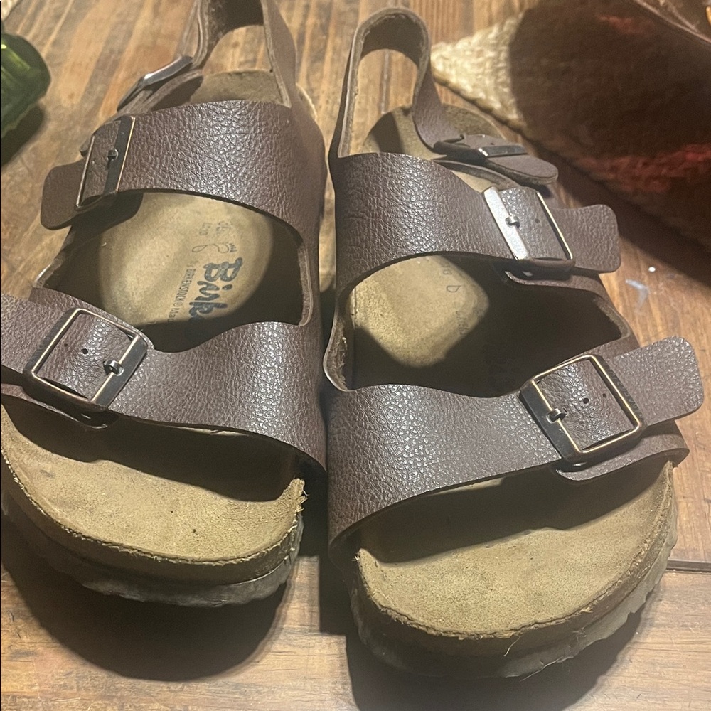Men's Dark Brown Sandals with Buckle Straps